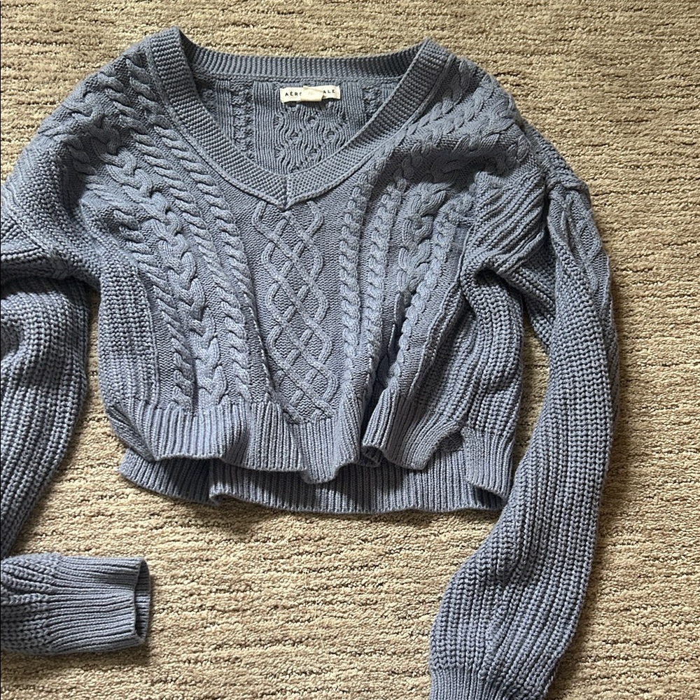 Blue Cable Knit Sweater